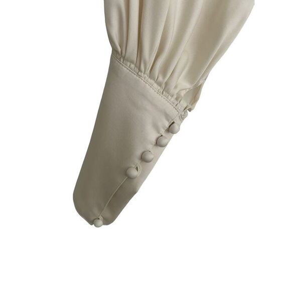 Moussy Open Back Balloon Sleeve Blouse Women's Ivory Size Large - Picture 2 of 7